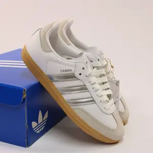 Adidas Samba OG White Silver Metallic Grey Women's Sneaker - Authentic Brand New Shoes JI2725