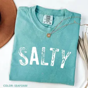 Comfort Colors Salty T-Shirt Retro Summer Beach Tee Women Favorite Top, Apparel, Today Shirts, Summer Outfits
