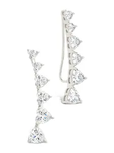 Sterling Silver Jillian CZ Heart Crawler Studs