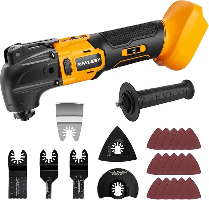 Oscillating multi-tool suitable for DeWalt 20V Max battery, cordless multi-tool, 6-speed settings 8,500-21,000 RPM, 23-piece sanding and cutting oscillating tool [tool only]