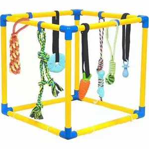 Puppy Play Gym with 7 Hanging Toys for Teething &Chewing, Interactive Activity Center for Small Dogs to Relieve Boredom & Anxiety, Indoor Enrichment Toys to Keep Them Busy