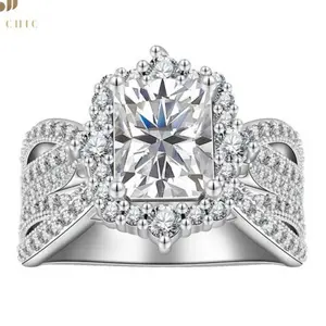 JJ CHIC 3CT Radiant Cut Ring for Women, 5A Cubic Zirconia Engagment Ring Jewelry, Bridal Ring & Vintage Anniversary Wedding Gift