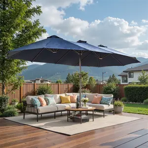 【Deals For You】Ovios 15ft Double-Sided Patio Umbrella with Base Included, Outdoor Large Umbrellas with Crank Handle, Rectangular Market Umbrella for Deck Pool Shade