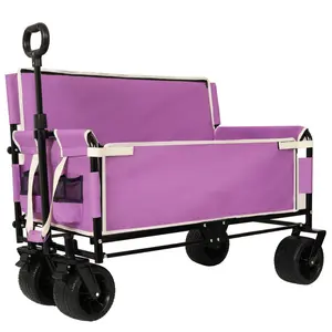 wonderfold wagonsAobtkel®3-in-1 Convertible Folding Wagon Cart with Bench Seat & Storage - 500lbs Heavy-Duty Utility Wagon, 180L Capacity All-Terrain Wheels for Camping, Beach, Sports, Garden, purple#Summervibes