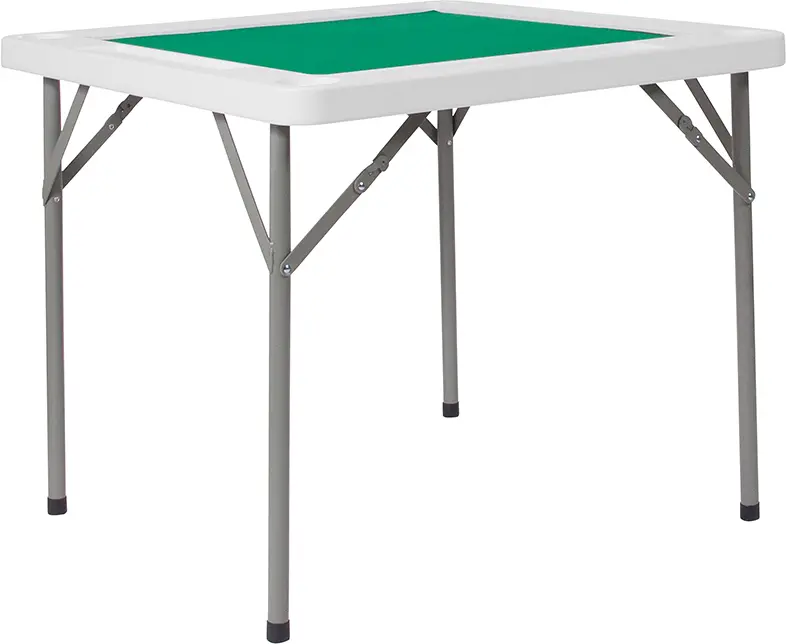 Flash Furniture DAD-MJZ-88-GG 34.5 in. Square Granite White Folding Game Table with Green Playing Surface