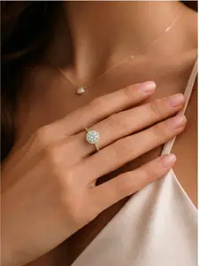 Gift box set, high-quality rose gold 925 cubic zirconia wedding evening dress ring, matching the style of the wedding dress for brides.