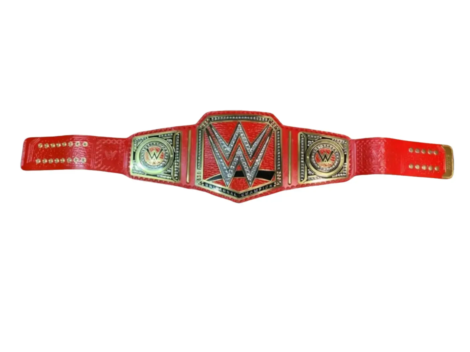 Universal Championship Wrestling Belt Red Strap Adult Size Brass Metal 2mm
