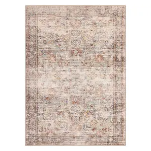 9'x12' Area Rugs for Living Room Vintage Washable Non Slip Rugs for Dining Room Bedroom Indoor Rugs for Office Caramel
