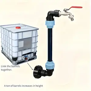 Universal Ibc Tote Adapter Set, Bronze Color Flat Arm Connector with Pe Pipe Interface, Durable Rust-Resistant, Fits Water Tanks, Fish Tanks, Bathtubs, Garden Hose Connectors