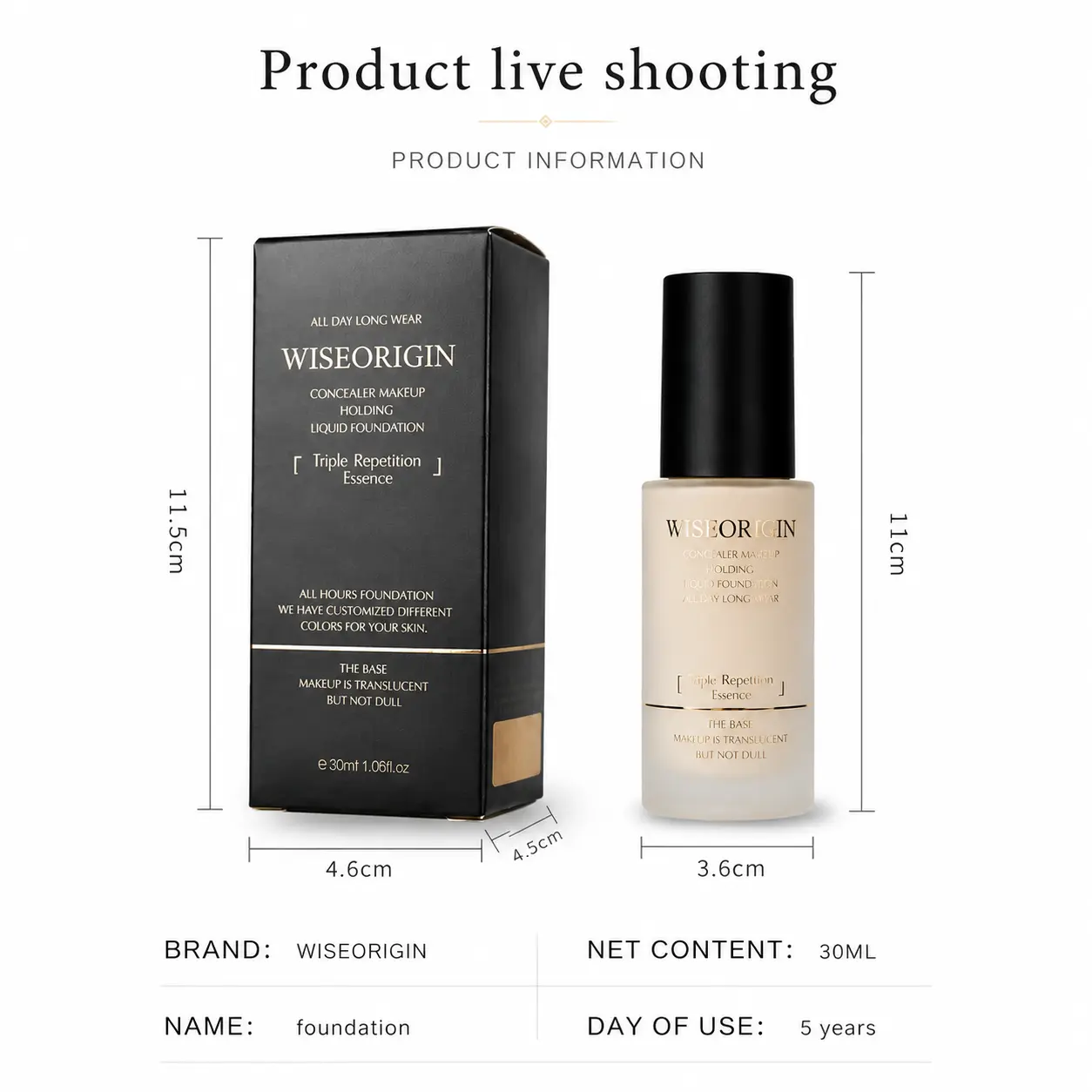 WISEORIGIN Long-Lasting 2-in-1 Concealer & Foundation - Full Coverage Makeup for Daily Wear