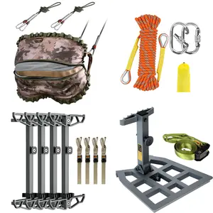 Complete Tree Saddle Hunting Kit, Includes Lightweight Hunting Saddle, 12"x12" Aluminum Platform, 4 Pack Climbing Sticks, Ropes, Bridge & Tether – All-in-One Mobile System for Saddle Hunters