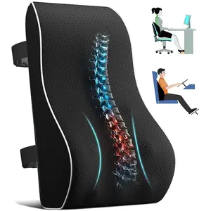 Back Pillow, 1 Count Ergonomic Lumbar Cushion With 3D Mesh Cover, Durable Memory Foam Lumbar Cushion For Car Office Chair