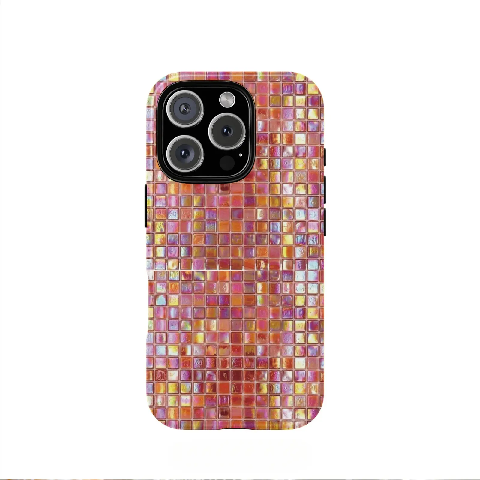 This disco mosaic pattern, durable, shock-absorbing, glossy 2-in-1 phone case is compatible with iPhone 17, 16, 15, 14, 13, 12, 11, X, Samsung, and other models. It makes a great holiday gift for friends or family.