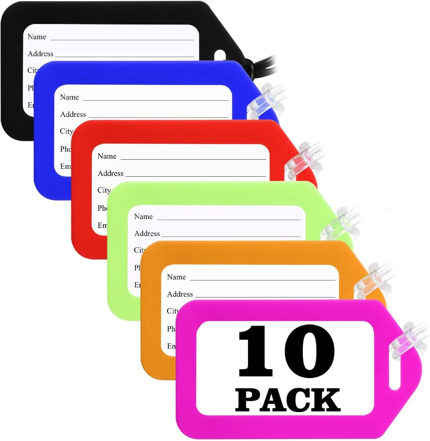 10 Pack Luggage Tag Bright Luggage Tags for Suitcases Bag Tags Name Tags for Kids Travel Accessories Must Haves by Sodsay (Colorful)
