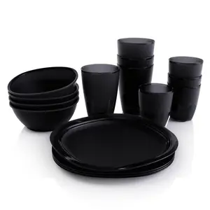 Tupperware Essentials Dining 16-Piece Set 4 Plates, 4 Bowls, 8 Tumblers, Microwave-Safe, Shatterproof, BPA-Free, Stackable, Reusable, Eco-Friendly Dinnerware
