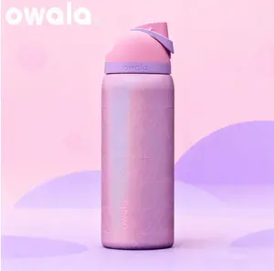 OWALA Evil Pink Series Limited Edition 32 oz Insulated Stainless Steel Water Bottle featuring Free-Flow Spout Lockable Lid BPA-Free Double-Wall Insulation