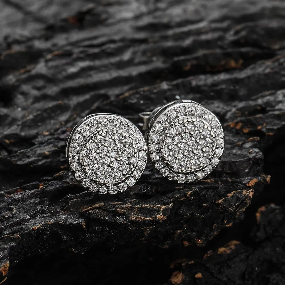 S925 Silver 8mm Micro-Pave Moissanite Stud Earrings - Hypoallergenic, High-Shine Luxury Unisex Jewelry, Ideal Daily Gift d color vvs1 synthetic moissanite