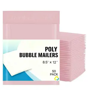 8.5x12 (8.5x11) Poly Bubble Padded Envelope Mailers Shipping Bag Light Pink 50 PCS