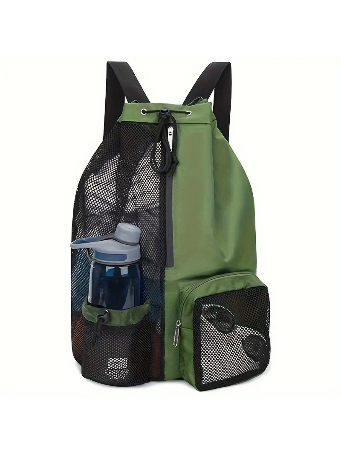 Mesh Drawstring Backpack, Beach Bag for Swimming, Gym and Workout, Swim Bag with Wet Bag, Fitness Equipment Pack, Sports Gear