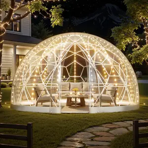 TikTokShopBlackFridayVEVOR Garden Dome Tent, 9.5 x 5.7 ft Outdoor Clear Bubble Tent for 2-4 Person, Weatherproof Geodesic Dome Greenhouse with Window, PVC Transparent Tents for Backyard Patios Camping Party Wedding
