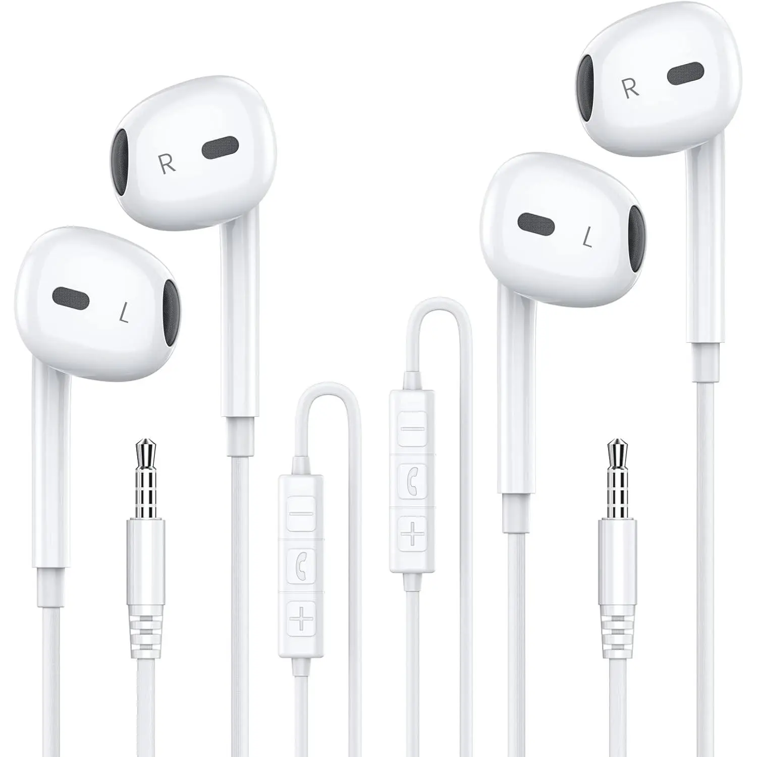 in Ear Headphones, Half in Ear Headphones with Mic Built in Volume Control Suitable for IPad, Android, MP3,   3.5mm Audio Devices