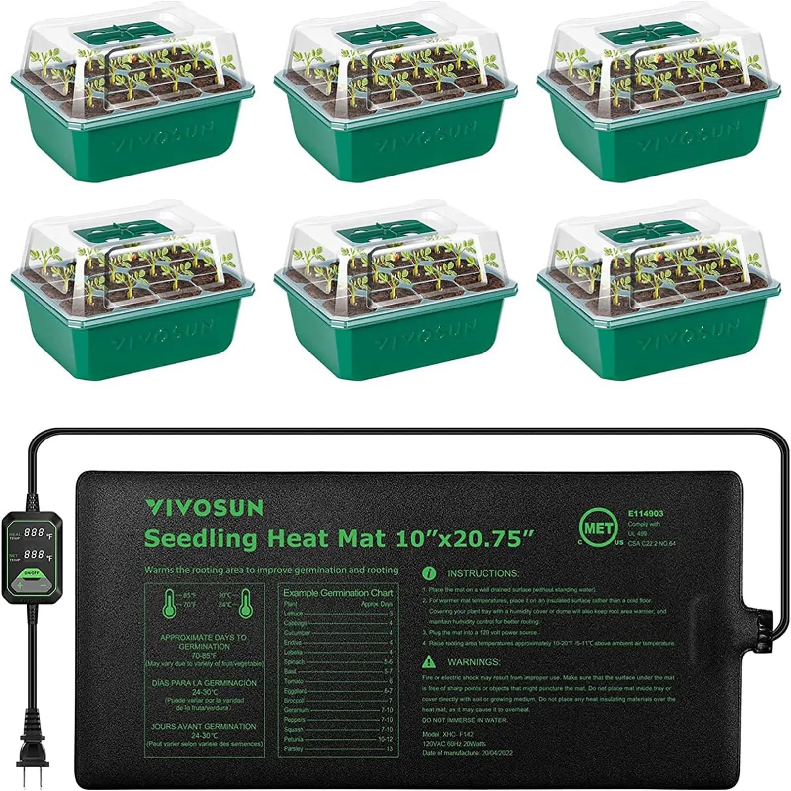 6-Pack 72-Cell with 10"x20.75" Heat Mat