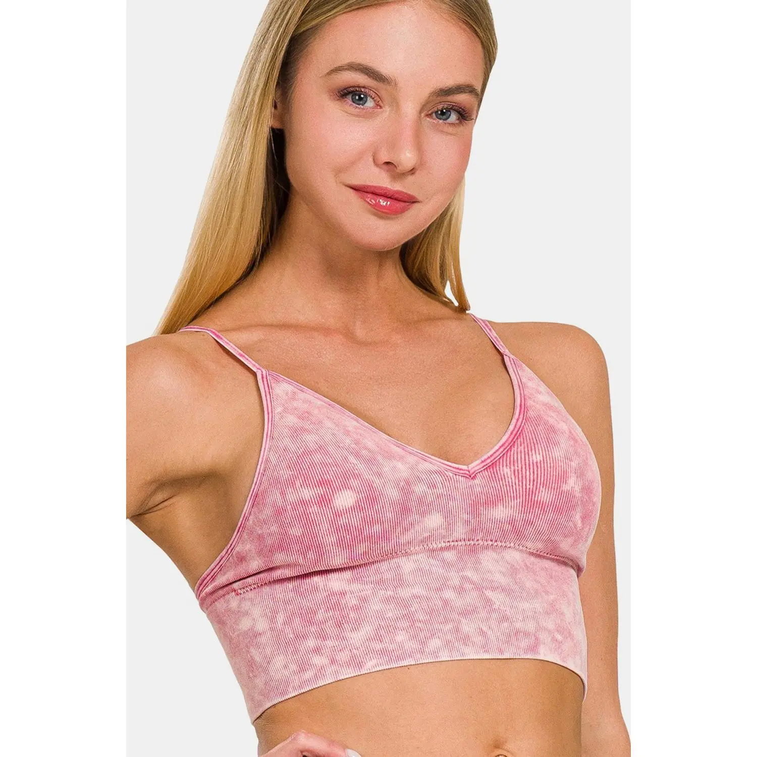 Zenana Washed Ribbed Bra Padded Cami