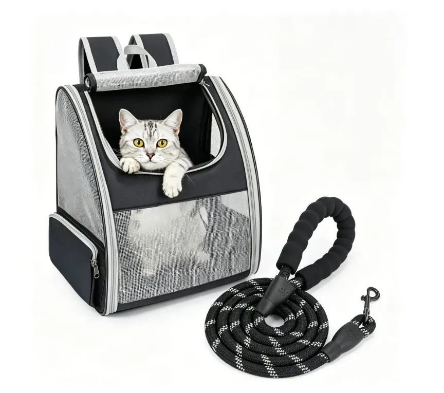Innovative Traveler Bubble Backpack Pet Carriers for Cats and Dogs Cat Backpack Carrier for Small Dogs and Cats Fit Up to 15 Lbs,Small Dog Backpack, Foldable with 3-Side Mesh Windows,Pet Carrier for Travel & Hiking Friendly,Gray