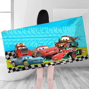 Racing Car Classic Character Print Beach Towel, Superfine Fiber Absorbent Bath Towel, Pool Party, Beach Vacation, Summer Outdoor Multi-Purpose Large Quick-Dry Towel, Quick Drying Towel, Large Bath Towels