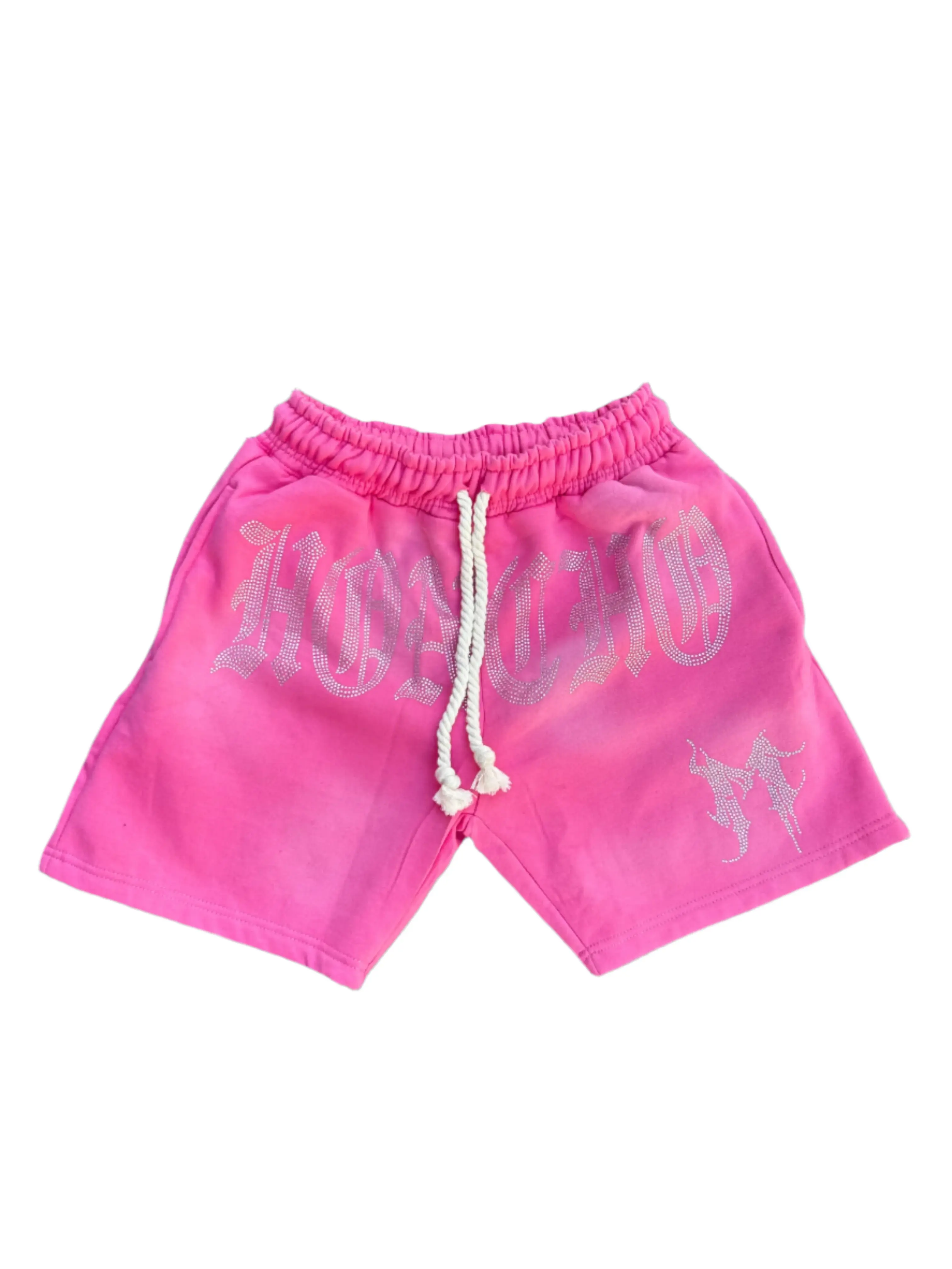 Pink Rhinestone Mesh Shorts
