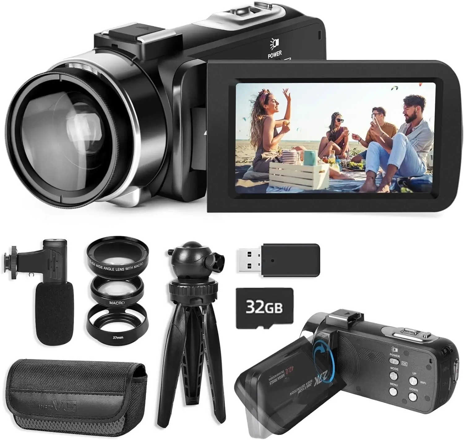 HD Video Camcorder Ultra HD 4K 42MP 18X With 32GB TF tripod Vlogging Camcorder Ultra HD 42MP  Live Stream Vlogging Recorder