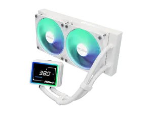 ASRock AIO Challenger White 240 Digital 27mm radiator, 3" Digital Display w/ ARGB, ARGB Hub-lighting fan, white version