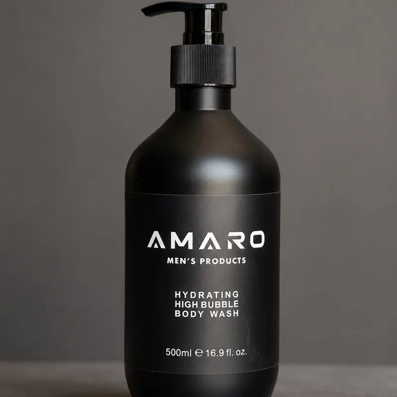 AMARO Men’s Hydrating High Bubble Body Wash – Moisturizing Daily Cleanser – 16.9 fl oz (500ml)