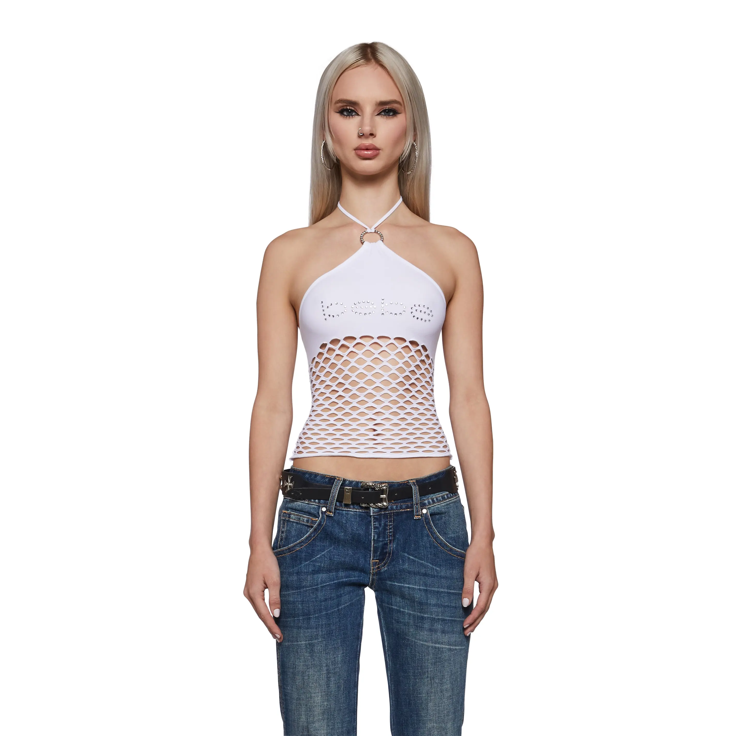 Fishnet Halter Top - White Fishnet Halter Top - White