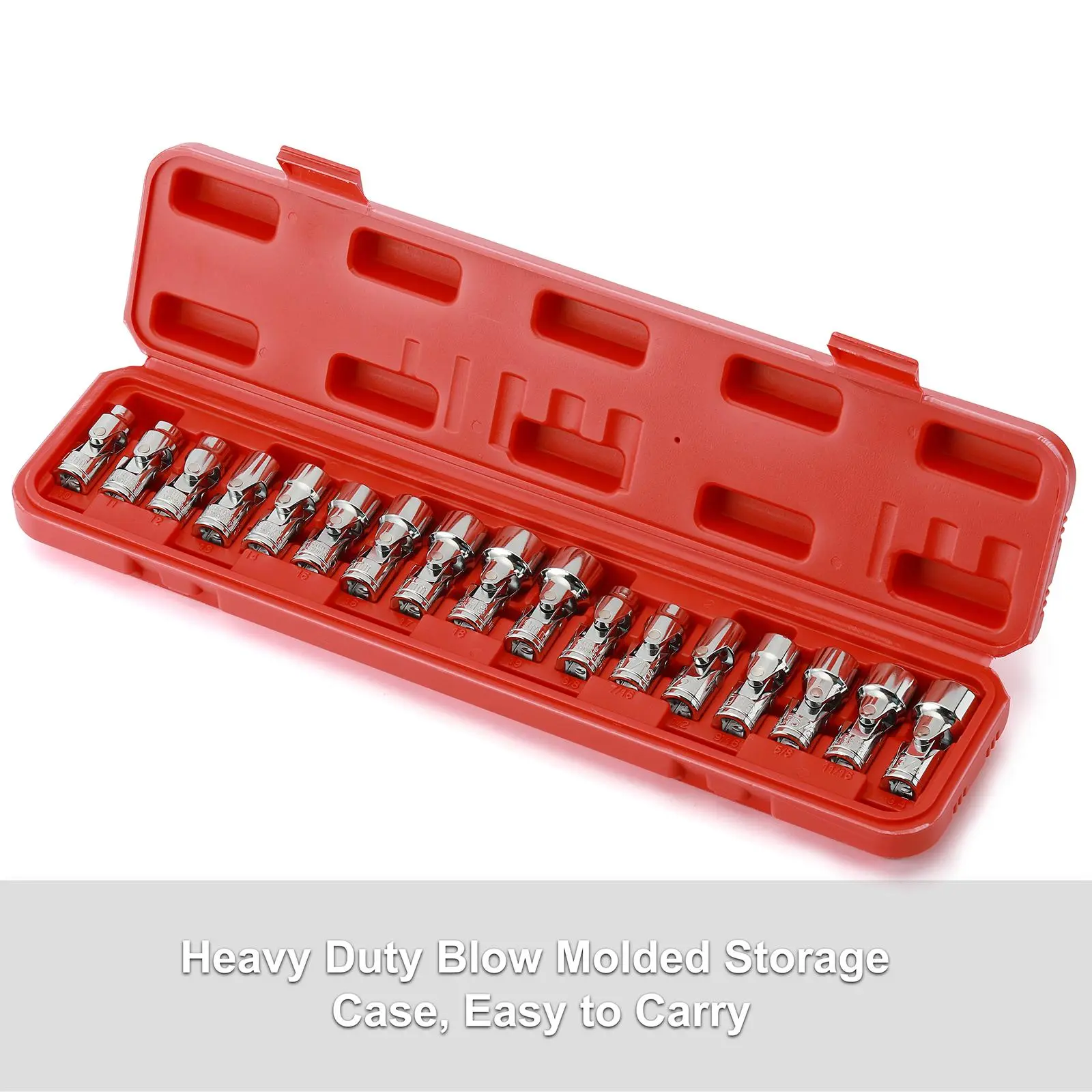 CASOMAN 17PCS 3/8" Drive Impact Universal Flex Socket Set - 6-Point CR-V Socket Wrenches, SAE/Metric (3/8"-3/4",10mm-19mm), 360-Degree Swivel Head Access, Mechanic Automotive Tools, 6-Point Opening Grips, Chrome-Vanadium Steel, Drive Impact Socket