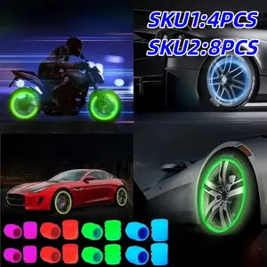 Car Tire Valve Stem Cap, Luminous Car Tire Valve Stem Cover, Durable ABS Tire Air Cap Cover for Car, Bicycle & Motorcycle, Car Accessories, Car Parts, Car Tire Caps
