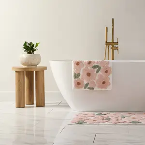 100% Cotton Blossoms Patterned Bath Mat