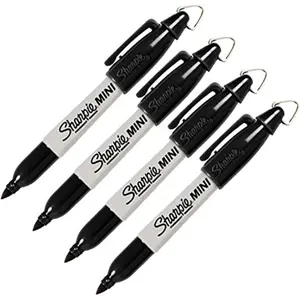 Mini Permanent Markers, Fine Point, 4-Count (4 Black Markers)