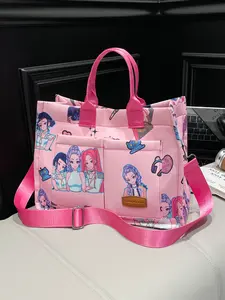 Women's Elegant Solid Color Tote Bag, Crossbody Tote Bag, Fashionable Large Capacity Multi-pocket Canvas Shoulder Bag, Lightweight Casual Tote Shoulder Messenger Bag