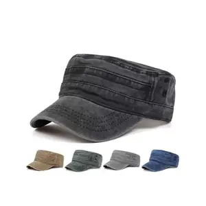 Unisex Retro Flat-Top Outdoor Army Hat, Adjustable Sun Cap for Sun Protection & Everyday Wear