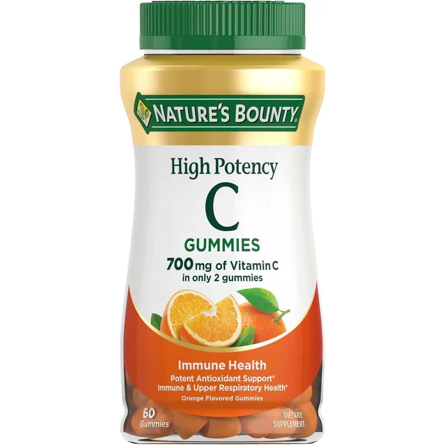 Nature’s Bounty Vitamin C Gummies 700mg, High Potency Vitamin C Chewable Gummies for Adults, Immune Support Supplement, Dietary Supplement, Orange Flavor, 60 Ct