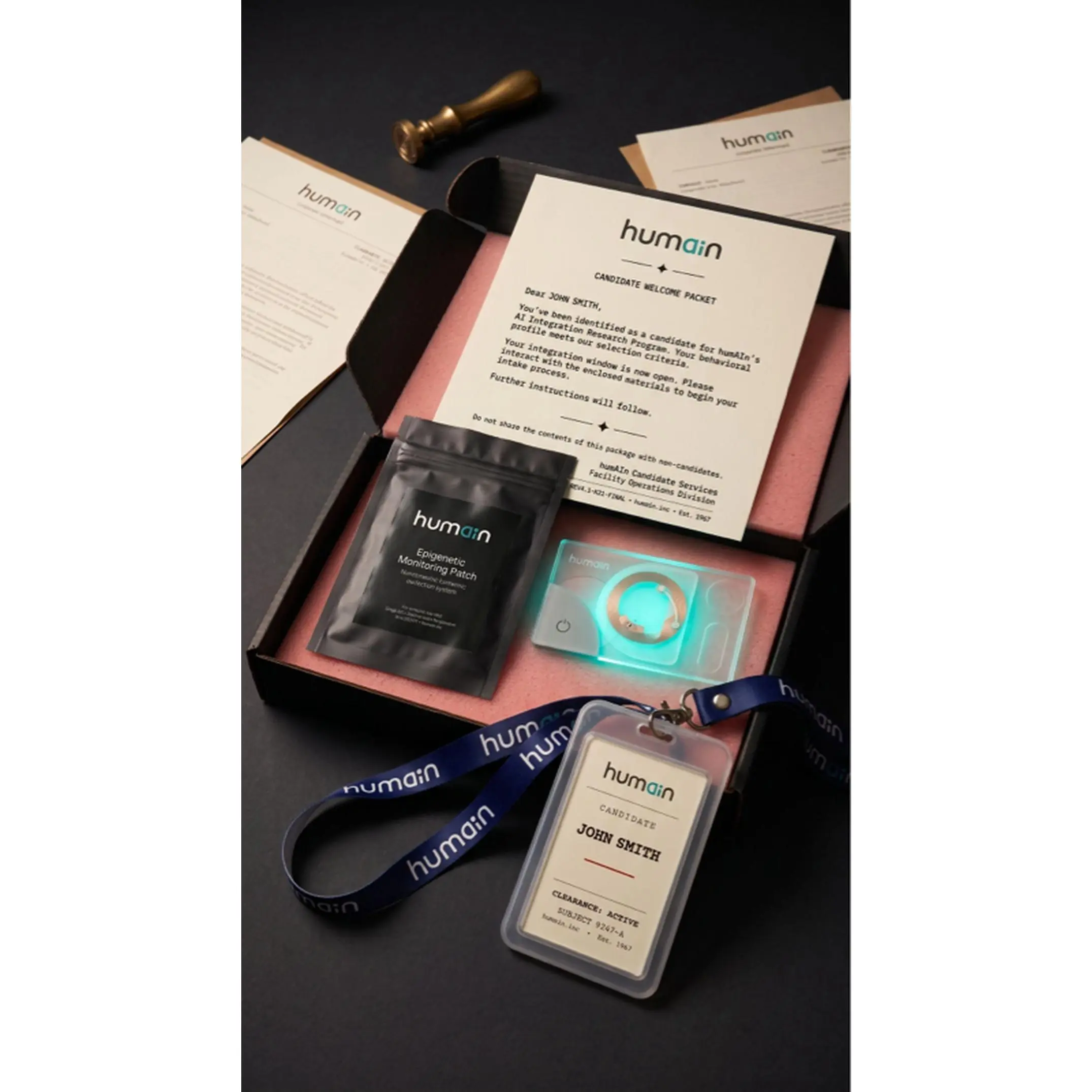 humAIn Limited Edition Intake Kit with Welcome Letter Personalized ID Card NFC Chip & Epigenetic Monitoring Patch for BIRI Assessment