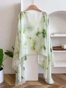 Women's Elegant Leaf Print Scarf, Casual Soft Comfortable Shawl for Daily Wear, Fashion Accessories for Women & Girls, Tignon Scarf