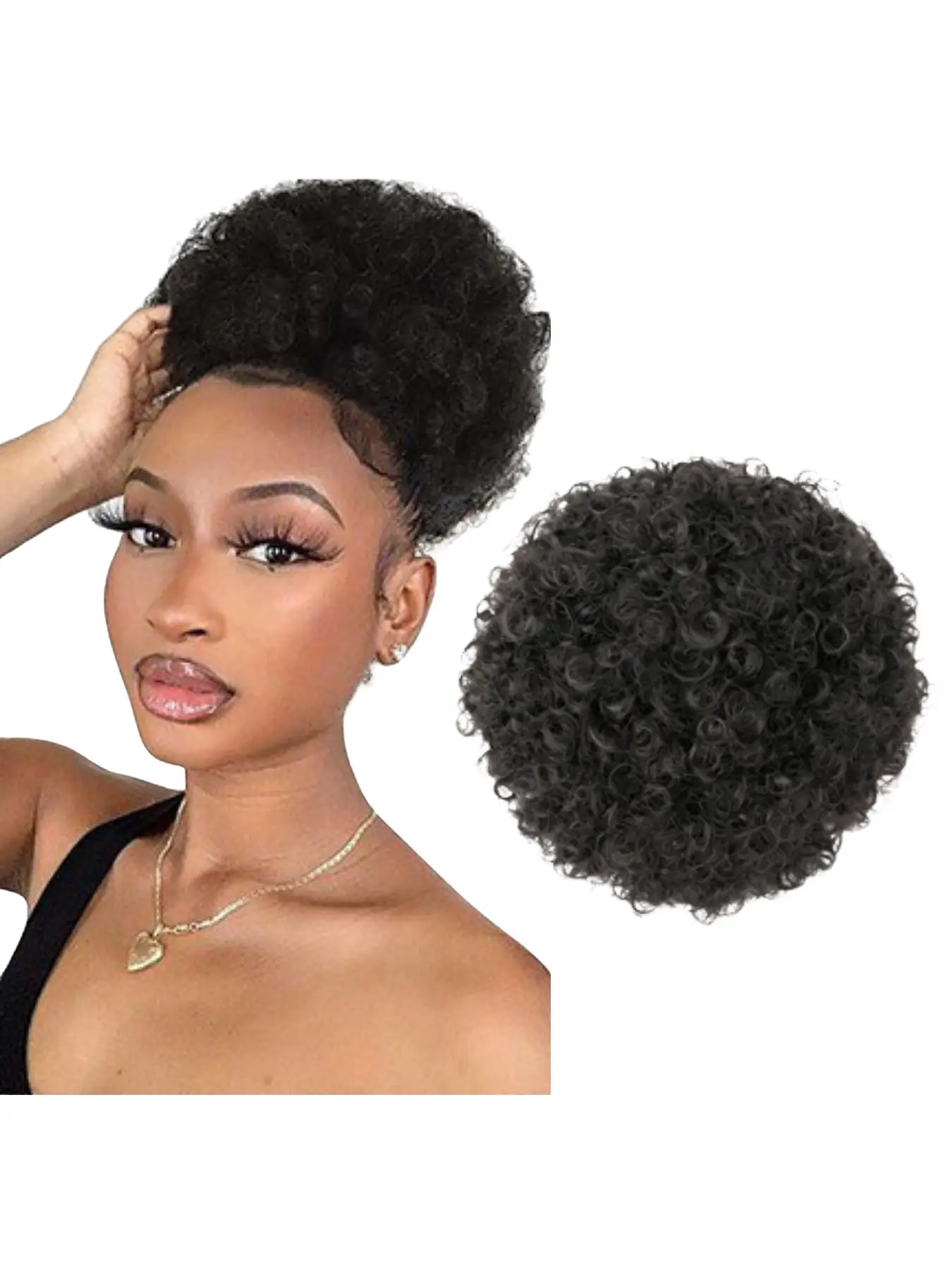 Women's Afro Puff Soft Curly Hair Bun, Synthetic Soft Hairpieces, Elastic Drawstring Design, Lightweight & Comfortable, Perfect for Daily Wear