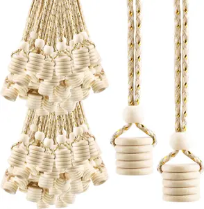 100 count   Air Freshener Bottle Caps Perfume Bottle Wooden Cap Essential Oil Diffuser Replacement  with  String for Auto Ornaments Decor