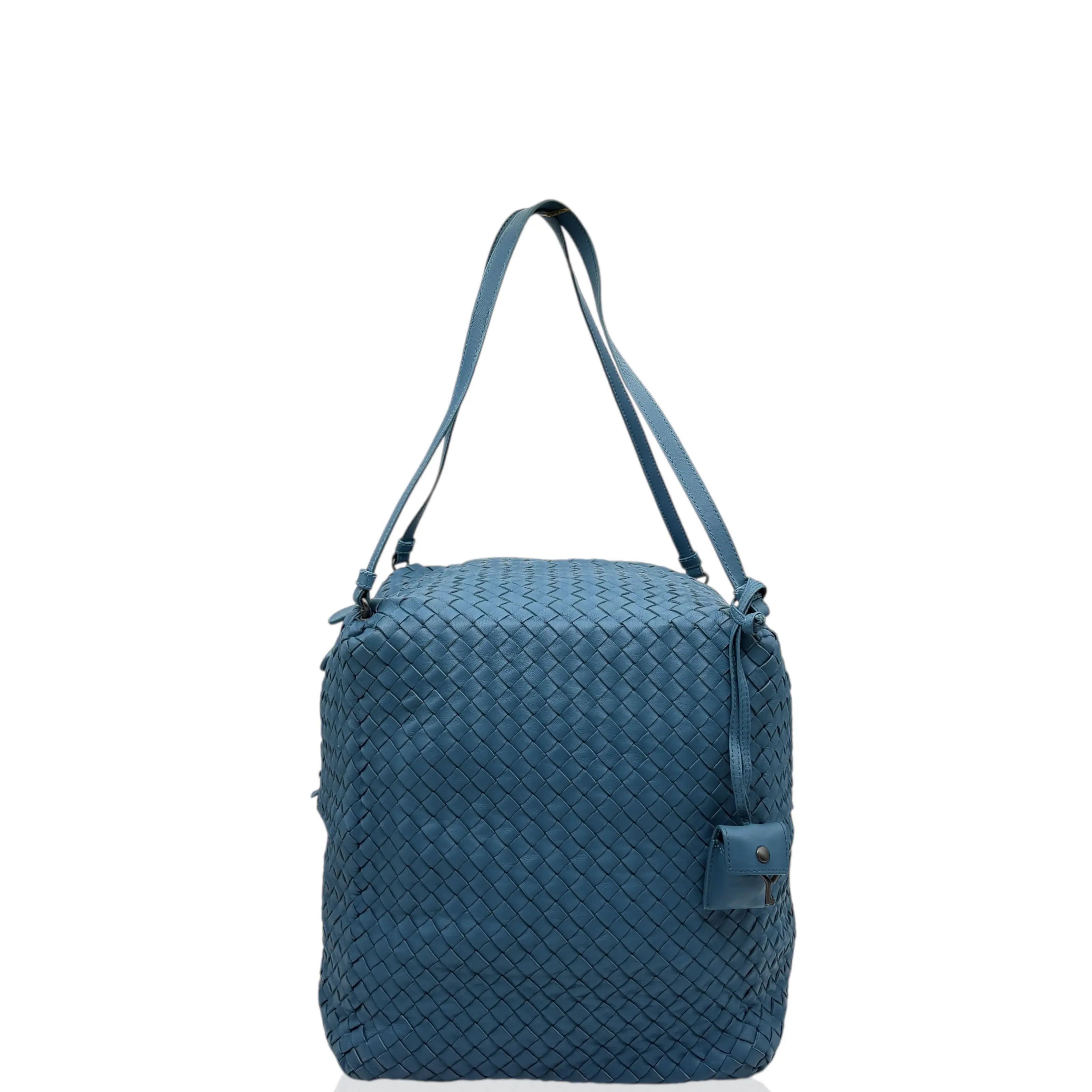 Pre-owned BOTTEGA VENETA Leather tote bags Tote Bag Calfskin Intrecciato Blue (ym010526e4)