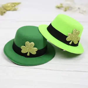 Irish Festival Green Hairpin Shamrock Top Hat Decoration