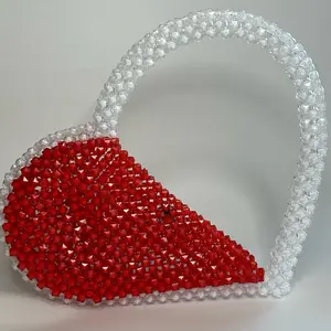 Elysa Handmade Beaded heart shaped Bag for Outing Perfect for Keys Cards Phone and Other Accessories Elegance Accessory 100% Handmade with Beads