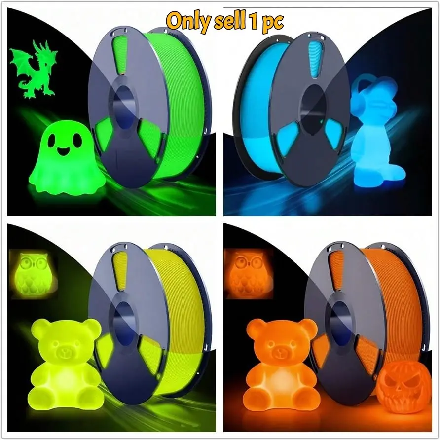 Petg Glow-In-The-Dark Filament 1.75mm, 1kg/2.2lb Spool, High Brightness & Long Glowing Time, Precision +/-0.02mm, Ideal for 3D Printing
