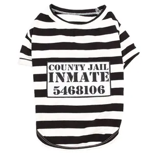 Parisian Pet 'Furry Inmate' Black and White Stripes Halloween Costume - Funny Prison Design for Cats & Dogs